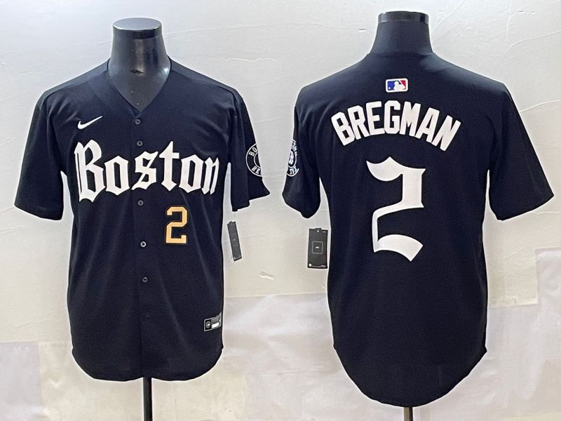 Men 2025 Boston Red Sox #2 Bregman Black Five generations Joint Name Nike MLB Jersey style 9->boston red sox->MLB Jersey